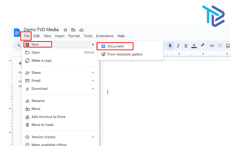 Hướng dẫn tạo tài liệu mới trên Google Docs